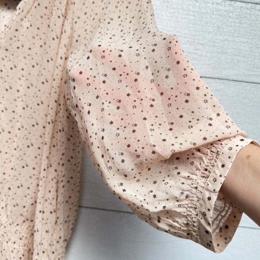 Club Monaco | Silk Star Print Sheer Dress – Romantic Minimalist | Size 12 - Picture 6 of 10